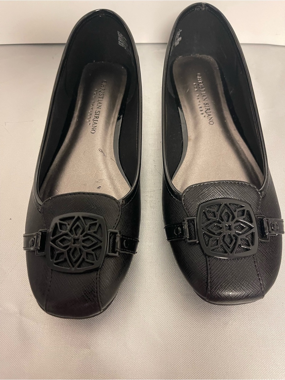 Christian Siriano Black Leather Women's Ballet Flats Slip on Sz 7N